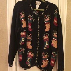 Size L Embroidered Holiday Sweater
